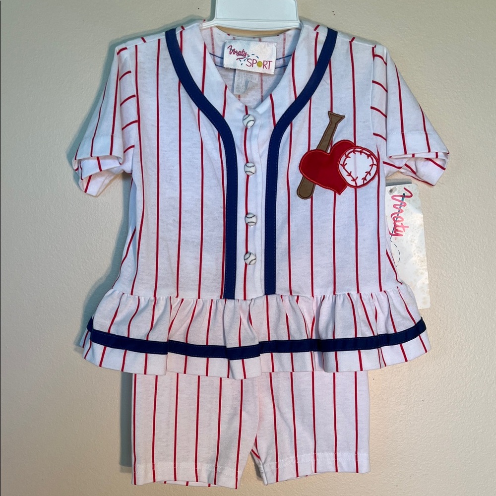 Vintage Kids Baseball Themed 2 Piece Short Set 4T
